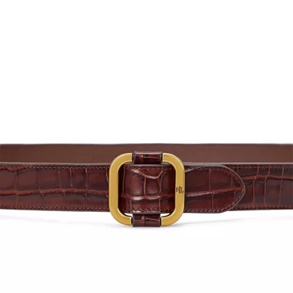 RALPH LAUREN Croc Embossed Leather Belt BRAND NEW - Picture 1 of 4